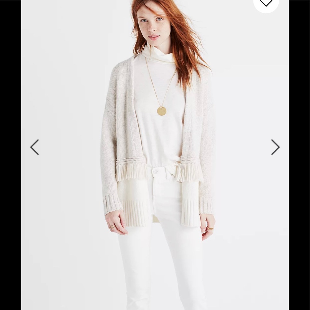 NWT Madewell Merino Wool Blend Colorblock Fringe Cardigan